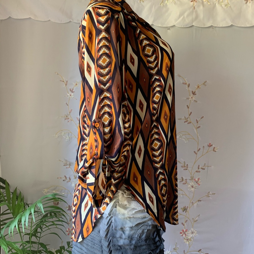 Multicolor geometric figures blouse, - Picture 4 of 7